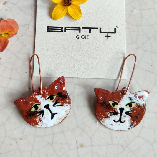 Orecchini GATTI marrone e bianco