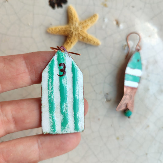 Orecchini CABINA MARE e PESCE verde menta